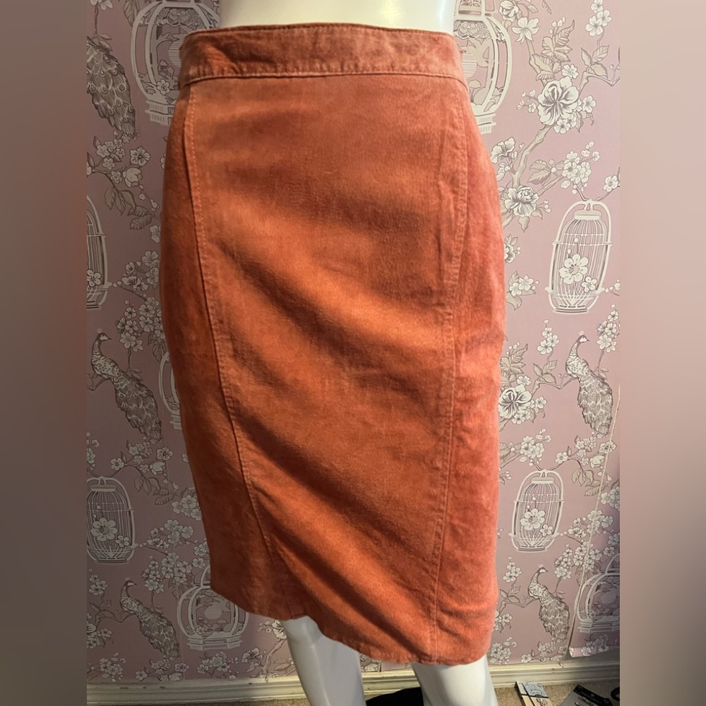 Vintage 80’s cantaloupe light orange suede pencil skirt
